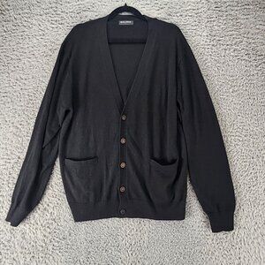 Kallspin Sweater Womens Large Black Cashmere Blend Button Up Cardigan *Read*